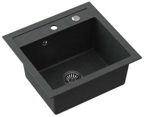 Virtuvinė plautuvė Quadron Johnny 110, granitas, 50 cm x 47 cm x 18.5 cm, juoda sp.