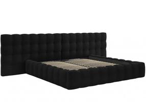 Voodi kahekohaline Micadoni Home Mamaia Velvet Double Headboard, 200 x 200 cm, must v., ilma madratsita, põhjalippidega
