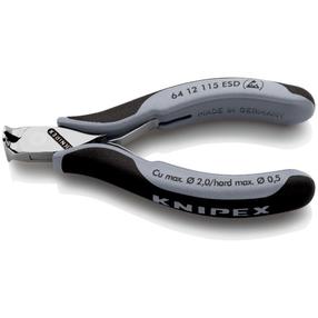Elektronikos galinių dalių pjovimo žnyplės elektromechanikai Knipex 64 12 115 ESD, 115 mm
