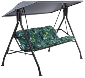 Lauko sūpynės Patio Marbella, juoda sp./žalia sp./pilka sp., 202 cm x 126 cm x 155 cm