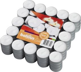 Svece, tējas sveces Bolsius, 3.5 h, 100 gab., balta krās.