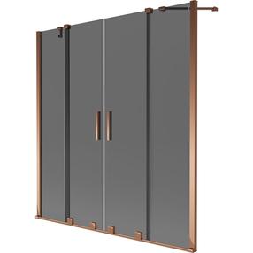 Dušo sienelė Mexen Velar Duo, 160 cm x 150 cm, grafito sp./rausvojo aukso sp./grūdintas