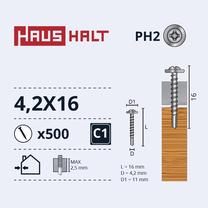Savisriegis Haushalt DIN 14566, 4.2 mm x 16 mm, 500 vnt.