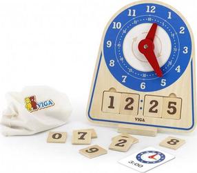 Medinis laikrodis Viga Toys Learning Time, 28.5 cm, mėlyna sp./ruda sp.