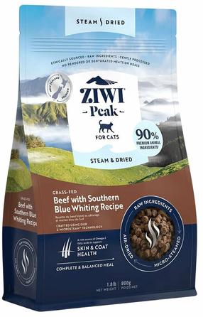 Sausas kačių maistas Ziwi Peak Steam & Dried, jautiena, 0.8 kg