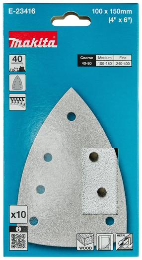 Šlifavimo lapas Makita E-23416, 40, 15 cm x 10 cm, 10 vnt.