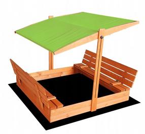 Smėlio dėžė su stogeliu 4IQ Hatis 4778505905774, 140 x 140 cm, su dangčiu, ruda sp./žalia sp.