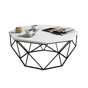 Kavos staliukas Kalune Design Diamond, balta sp./juoda sp., 90 cm x 90 cm x 38 cm