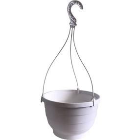 Rippuv lillepott, plastik, Ø 25 cm, valge v.