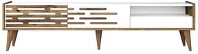 TV staliukas Kalune Design Valensiya, balta sp./riešuto sp., 180 cm x 45 cm x 35 cm