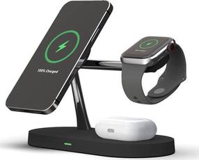 Bezvadu lādētājs Tech-Protect A12 3 in 1 Wireless Charger, 3 x Qi Wireless, melna krās., 10 W