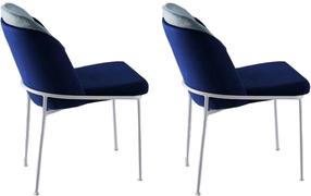 Kėdžių rinkinys Kalune Design Dore 123 974NMB1196, balta sp./tamsiai mėlyna sp., 55 cm x 54 cm x 86 cm, 2 vnt.