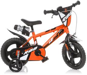 Vaikiškas dviratukas su papildomais ratukais, miesto Dino Bikes R88, juoda sp./oranžinė sp., 12"