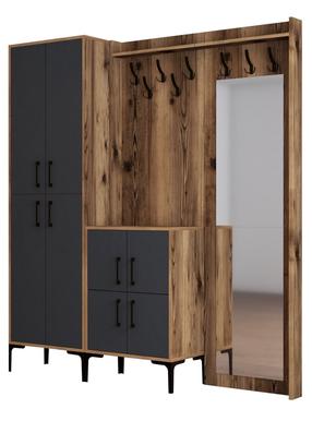 Prieškambario baldų komplektas Kalune Design Berlin ABC, vidaus, antracito sp./riešuto sp.
