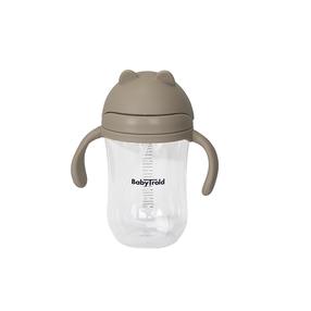 Dzeramā pudele ar silikona salmiņu BabyTrold 22-40S300, 300 ml, 6+ mēn., 8 cm, plastmasa/silikons, smilškrāsas