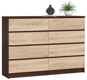 Komoda Akord Furniture Factory K140 8SZ CLP PK, sonoma ąžuolo sp./wenge sp., 99 cm x 138 cm x 40 cm