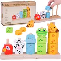 Medinė piramidė, gyvūnai Kids Toyland, 14.5 cm, įvairių spalvų