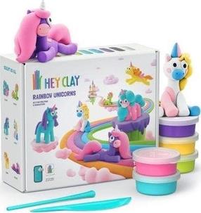 Komplekts māla figūriņu izgatavošanai, ar piederumiem Hey Clay Rainbow Unicorns, daudzkrāsaina