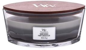 Svece, aromātiskā WoodWick Warm Woods 76911E, 40 h, 453.6 g, pelēka krās.