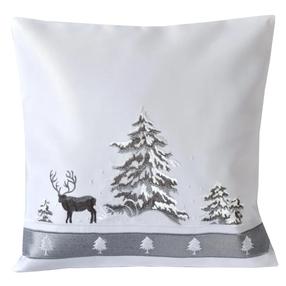 Kalėdinis dekoratyvinės pagalvėlės užvalkalas JB107-01, balta/sidabro/grafito, 40 cm x 40 cm