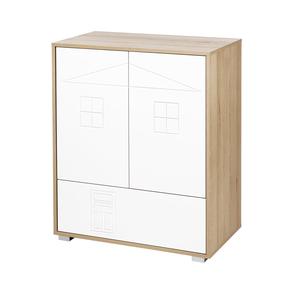 Komoda LittleSky Ida, balta sp./buko sp., 96 cm x 45 cm x 80 cm