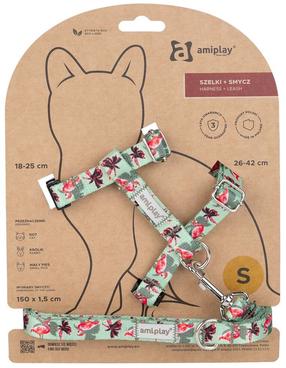 Kassi rakmed koos rihmaga Amiplay BeHappy, 150 cm x 15 mm, roheline v./roosa v.