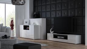 TV staliukas Cama Meble Viva 180, juoda sp., 180 cm x 40 cm x 37.4 cm