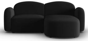 Kampinė sofa Micadoni Home Blair Velvet, juoda sp., dešininė, 194 x 155 cm x 80 cm