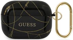 Austiņu futlārs Guess Guacaptpuchbk AirPods Pro cover, zelta krās./melna krās.
