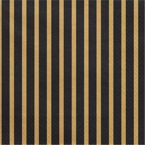 Бумажные салфетки Party Deco, 33 см x 33 см, золотой цв./черный цв., 20 шт.