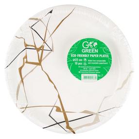 Vienkartinės lėkštės Go Green Marble, Ø 22 cm, 10 vnt.