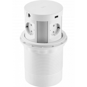 Iebūvēts pagarinātājs Gt COMFORT PLUS AE-BPW4S120P-10, 3 x 1,5 mm², 1.5 m, 2USB, balta krās.