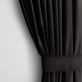 Naktinė užuolaida, su raiščiu Restilo Velvet Pleat, juoda sp., 140 cm x 245 cm