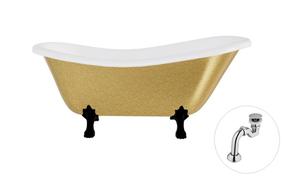 Vonia, laisvai pastatoma Besco Otylia Glam, 159.5 cm x 76.5 cm x 69.5 cm, ovalas, aukso sp./juoda sp.