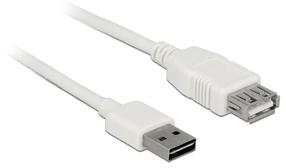 Vads Delock USB 2.0 A male, USB 2.0 A female, 1 m, balta krās.
