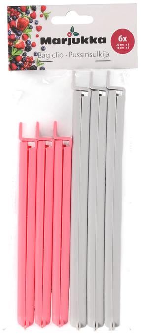 Klipšu komplekts Marjukka 637146, 20 cm, rozā krās./pelēka krās., 6 gab.