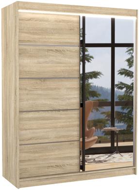 Spinta ADRK Limbo LED, sonoma ąžuolo sp., 58 cm x 150 cm x 200 cm, su veidrodžiu