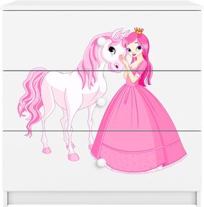 Vaikiška komoda Kocot Kids Babydreams Princess & Horse, balta sp., 41 cm x 80 cm x 80.5 cm