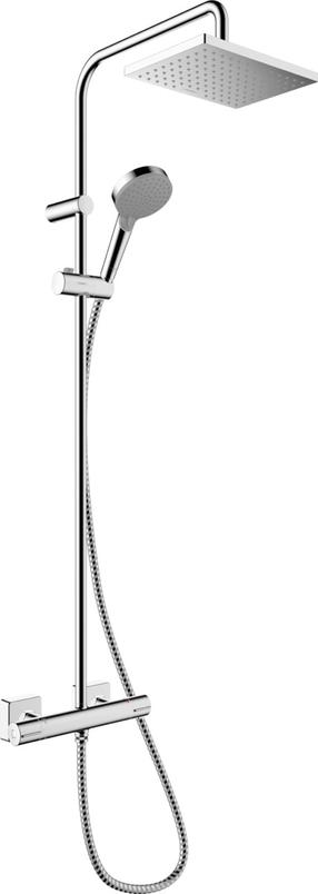 Dušas komplekts ar termostata jaucējkrānu Hansgrohe Vernis Shape, hroma krās.