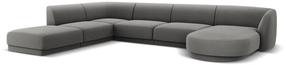 Stūra dīvāns Micadoni Home Miley Velvet Panoramic 6 Seats, gaiši pelēka krās., kreisais, 327 x 245 cm x 74 cm