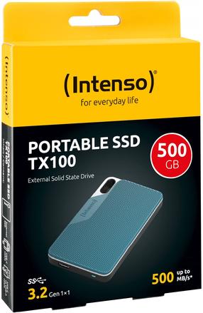 Išorinis diskas Intenso TX100, SSD, 500 GB, mėlyna sp.