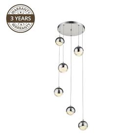 Lampa karināms Domoletti Bubble A1853-6L, LED, 3000 °K, 6 x 9 W, caurspīdīga krās./hroma krās. / hroma krās.