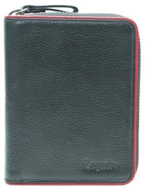 Maks Esquire Zipper Wallet Piping, melna krās./sarkana krās.