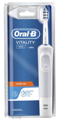 Elektrinis dantų šepetėlis Oral-B Vitality 100 Trizone, balta sp./pilka sp.