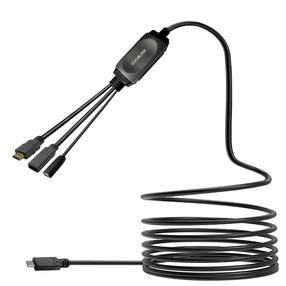 Kabelis Vivolink HDMI Male/ USB-A Female/ USB-C Female, USB Type C Male (vyriška), 5 m, juoda sp.