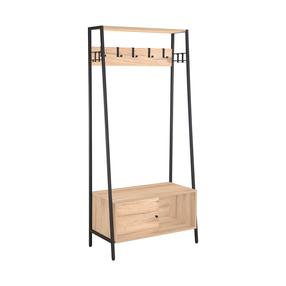 Prieškambario lentyna Home4you Hannes, ruda sp./juoda sp., 84 cm x 40 cm x 180 cm