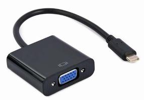 Adapteris Gembird A-CM-VGAF-01 USB Type-C, D-sub 15pin Female, 0.15 m, melna krās.