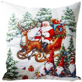 Kalėdinis dekoratyvinės pagalvėlės užvalkalas JCLA-93, balta/raudona/žalia, 40 cm x 40 cm