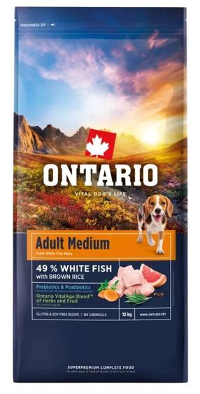 Sausas šunų maistas Ontario Fish and Brown Rice, žuvis, 12 kg