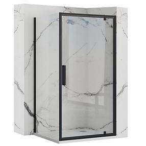 Dušo kabina Rea Rapid Swing, kvadratinė, be padėklo, 90 cm x 90 cm x 195 cm, juoda sp./grūdintas